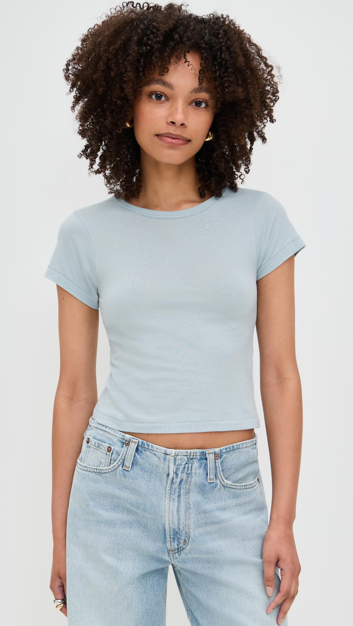 Éterne Short Sleeve Baby Tee - Dusty Blue - [M]
