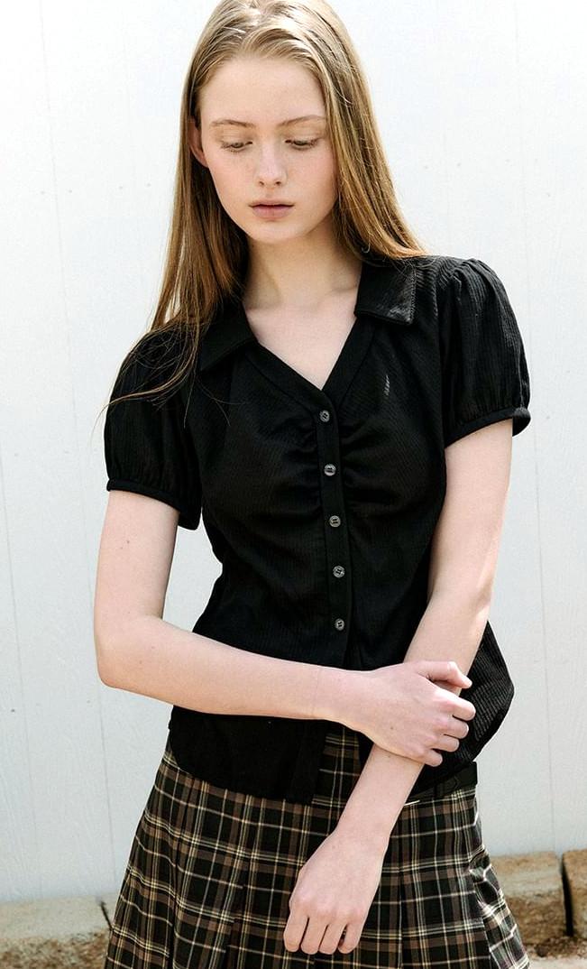 rolarola - Puff-Sleeve Slim Shirt (Black)