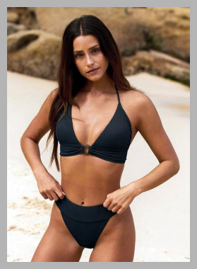 Black Ribbed High Cut Wide Waistband Bikini Bottom<br><span style='text-align: center;'>$35 berlook.com</span>
