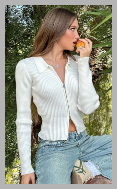 Cora Knitted Zip Up Cardigan - Cream - [M]   <br><span style='text-align: center;'>$74 bloomingdales.com</span>