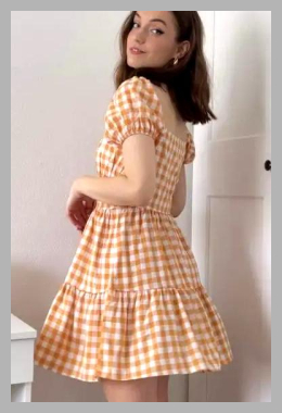 Gingham Puff Sleeve Tiered Dress Xl Light blue<br><span style='text-align: center;'>$19.99 zaful.com</span>