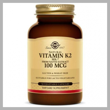 Natural Vitamin K2 (MK-7) 100 mcg, 50 Vegetable Capsules, Solgar | VitaSprings.com VitK2<br><span style='text-align: center;'>$18.4 vitasprings.com</span>