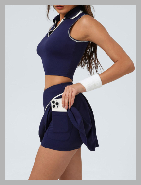 Navy V-Stripe Sport Skirt & Reviews - Navy - Sustainable Yoga Bottoms | Navy / M<br><span style='text-align: center;'>$53 berlook.com</span>