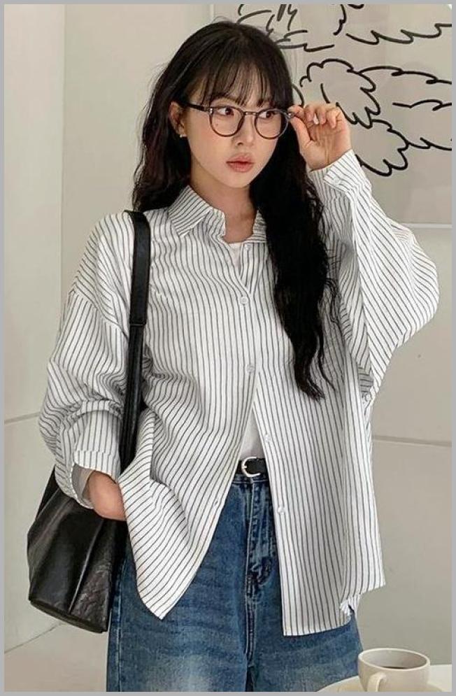 HOTPING - Oversize Pinstripe Shirt Price Integrity Rank ( 0 )