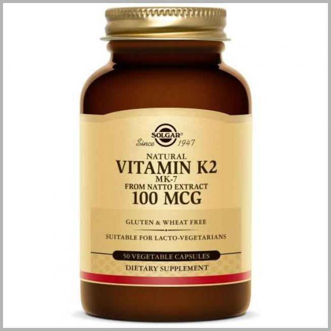 Natural Vitamin MK-7 100 mcg Vegetable Capsules Solgar VitaSprings Dot com VitK2