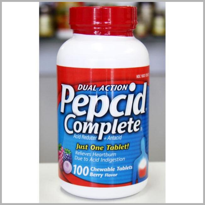 Pepcid Complete Acid Reducer Antacid Dual Action Berry Flavor 100 Chewable Tablets VitaSprings Dot com