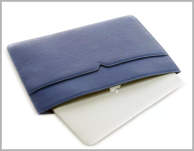 Royce New York Pebble Grain Leather Laptop Sleeve Blue One Size