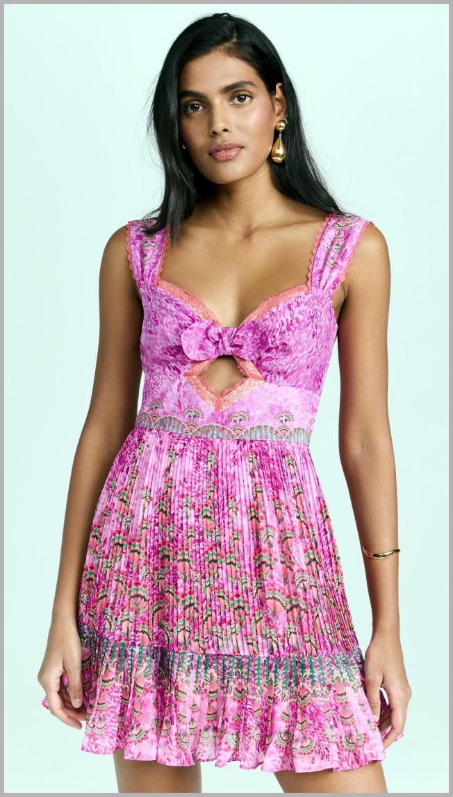 Saloni Lina Short Dress THISTLEDOWN PAPYRUS PLMTT
