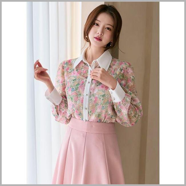 Styleonme - Floral Chiffon Blousy Shirt Price Integrity Rank ( 0 )